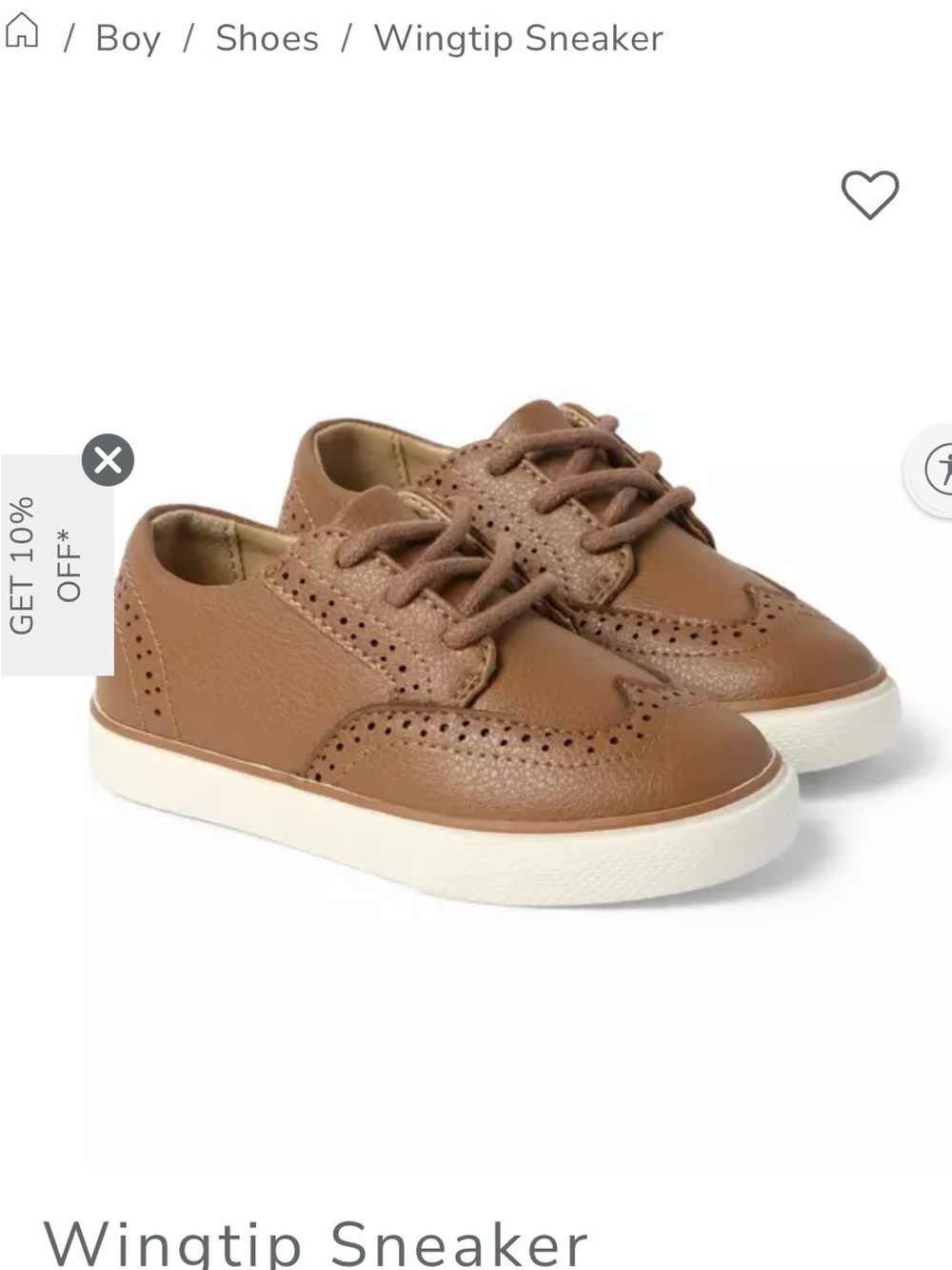 Janie and Jack Brown Wingtip Sneaker